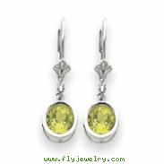 14k White Gold 6mm Peridot leverback earring