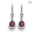 14k White Gold 6mm Rhodalite Garnet leverback earring