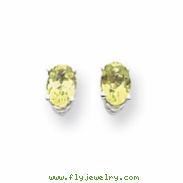 14k White Gold 6x4mm Oval Peridot earring