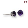 14k White Gold 6x6mm Cushion Amethyst Checker earring