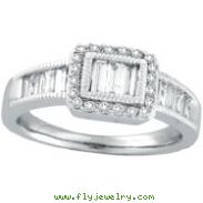 14K White Gold .75ct Baguette Diamond Detailed Ring