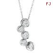 14K White Gold .75ct Diamond Graduated Circle Bezel Pendant on Cable Chain Necklace