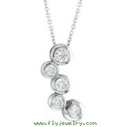 14K White Gold .75ct Diamond Graduated Circle Bezel Pendant on Cable Chain Necklace