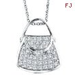 14K White Gold .75ct Diamond Purse Pendant On Cable Chain Necklace