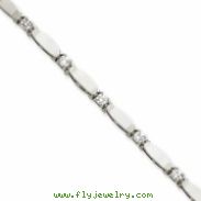 14k White Gold 7in Holds 11 3.5mm Stones 1.87ct Bar Link Tennis Bracelet Mo