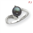 14k White Gold 7mm Black Pearl Ring