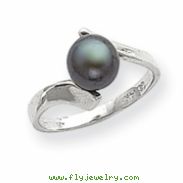 14k White Gold 7mm Black Pearl Ring