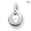 14k White Gold 7mm Pearl A Diamond pendant