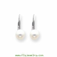 14k White Gold 7mm Pearl Leverback Earrings