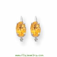 14k White Gold 7x5mm Citrine Earrings