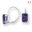 14k White Gold 7x5mm Emerald Cut Amethyst earring