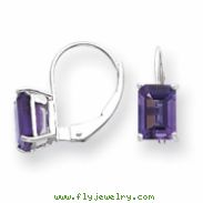 14k White Gold 7x5mm Emerald Cut Amethyst earring