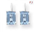 14k White Gold 7x5mm Emerald Cut Blue Topaz earring