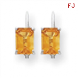 14k White Gold 7x5mm Emerald Cut Citrine earring