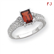 14k White Gold 7x5mm Emerald Cut Garnet A Diamond ring