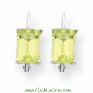 14k White Gold 7x5mm Emerald Cut Peridot earring