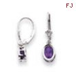 14k White Gold 7x5mm Oval Amethyst leverback earring