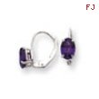 14k White Gold 7x5mm Oval Amethyst leverback earring