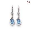 14k White Gold 7x5mm Oval Blue Topaz leverback earring