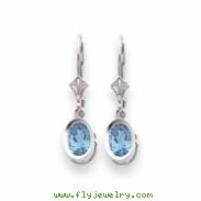 14k White Gold 7x5mm Oval Blue Topaz leverback earring