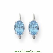 14k White Gold 7x5mm Oval Blue Topaz leverback earring