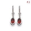 14k White Gold 7x5mm Oval Garnet leverback earring