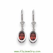 14k White Gold 7x5mm Oval Garnet leverback earring