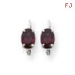 14k White Gold 7x5mm Oval Garnet leverback earring