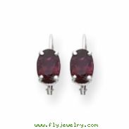 14k White Gold 7x5mm Oval Garnet leverback earring