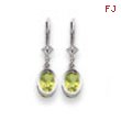 14k White Gold 7x5mm Oval Peridot leverback earring