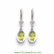 14k White Gold 7x5mm Oval Peridot leverback earring