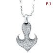 14K White Gold .80 Diamond Anchor Pendant On Chain Necklace