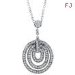 14K White Gold .88ct Diamond Graduated Circle Pendant On Cable Chain Necklace