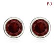 14K White Gold 8mm Bezel Set Garnet Studs