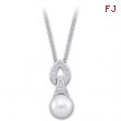 14K White Gold 8mm Freshwater Cultured Pearl And Diamond Necklace