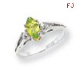 14k White Gold 8x4mm Marquise Peridot A Diamond ring