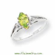 14k White Gold 8x4mm Marquise Peridot A Diamond ring