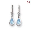 14k White Gold 8x5mm Pear Blue Topaz leverback earring