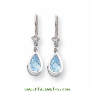14k White Gold 8x5mm Pear Blue Topaz leverback earring