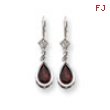 14k White Gold 8x5mm Pear Garnet leverback earring