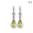 14k White Gold 8x5mm Pear Peridot leverback earring