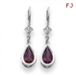 14k White Gold 8x5mm Pear Rhodalite Garnet leverback earring