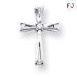 14K White Gold A Diamond Cross Pendant