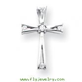 14K White Gold A Diamond Cross Pendant