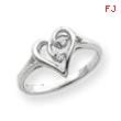 14k White Gold A Diamond heart ring