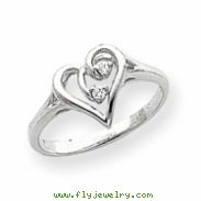 14k White Gold A Diamond heart ring