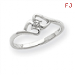 14k White Gold A Diamond heart ring