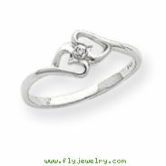 14k White Gold A Diamond heart ring