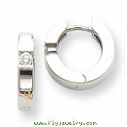 14k White Gold A Diamond hinged hoop earrings