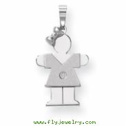 14k White Gold A Diamond kid pendant